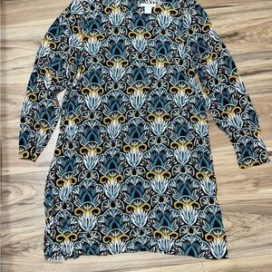 H&M Teal, Mustard, Black & White Printed Tunic Dress